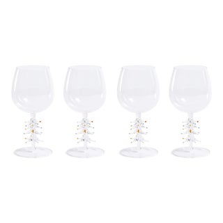 Treetop Tree Cheers Clear Wine Glasses, Set of 4 For Sale