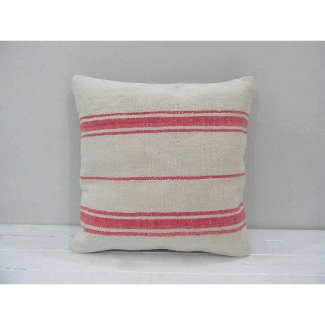 Handmade Pink Striped Natural Kilim Pillow Cover For Sale - Image 4 of 4