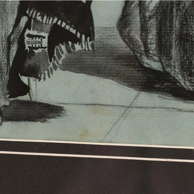 Mid 20th Century Charcoal Drawing South American Figures For Sale - Image 11 of 13