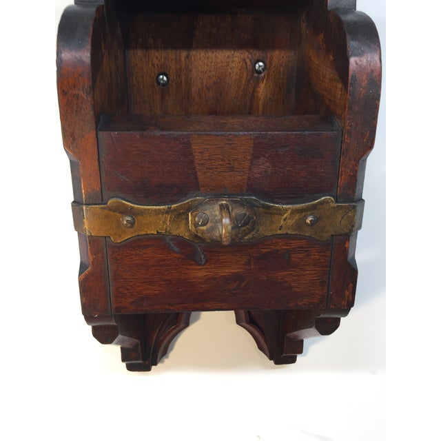 Antique Gothic Trefoil Walnut Donation Box With Lockable Swing Lid For Sale - Image 13 of 18