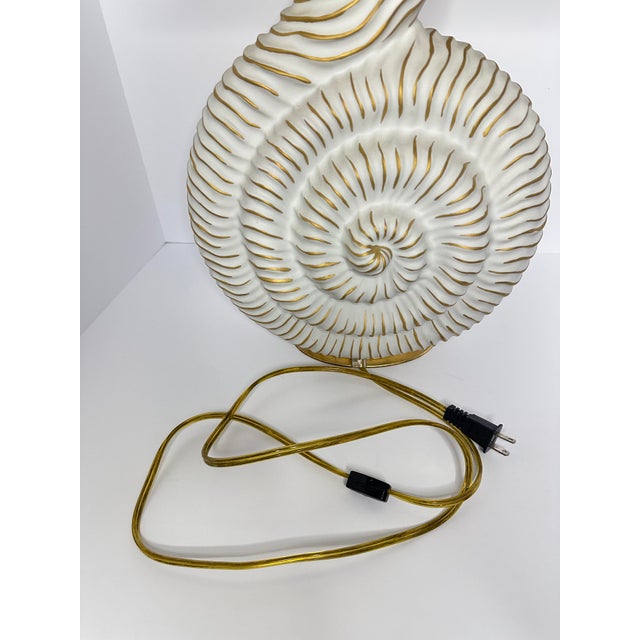 Italian Late 20th Century Signed Mangani Italy Porcelain Shell Table Lamp For Sale - Image 3 of 13