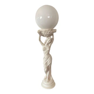 Alabaster Marble Sculpture With Lamp For Sale
