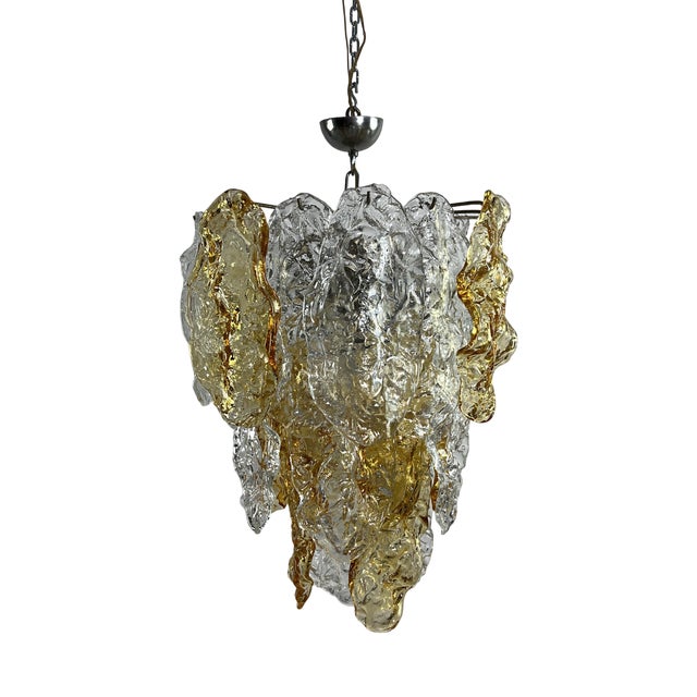 Large Mid-Century 9-Light Murano Glass Chandelier, 1970s For Sale