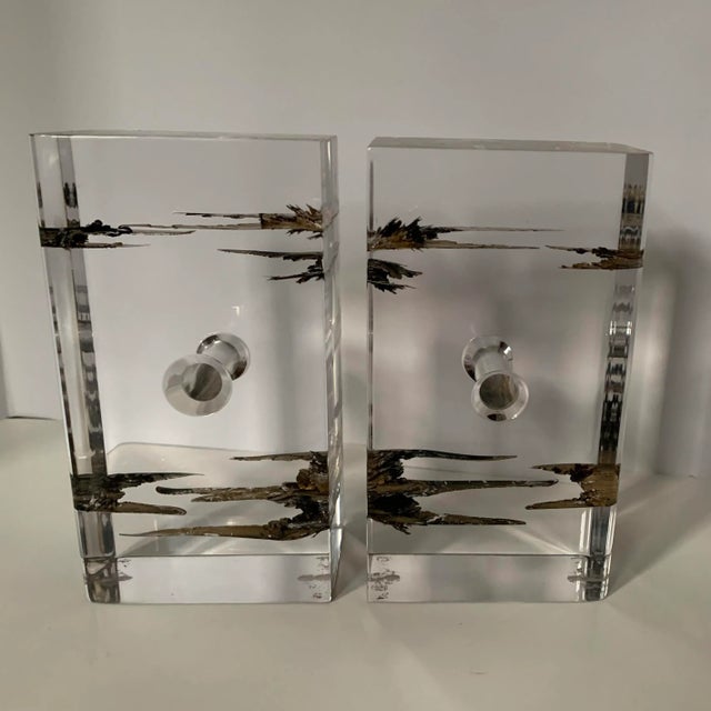 Bronze Ritts Co. Lucite & Bronze Bookends For Sale - Image 8 of 8