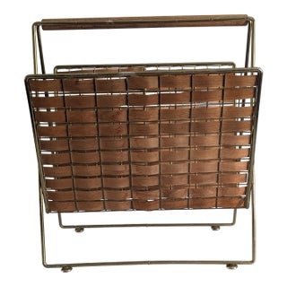 1950s MCM Tony Paul for Woodlin-Hall Maple Gold Tone Magazine Rack For Sale