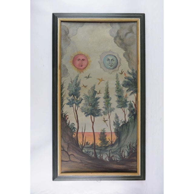 Vintage Original Canvas With the Face of the Moon and the Sun For Sale - Image 9 of 9
