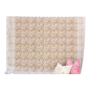 Amber Blossom, Hand Blockprint Cotton Coverlet
