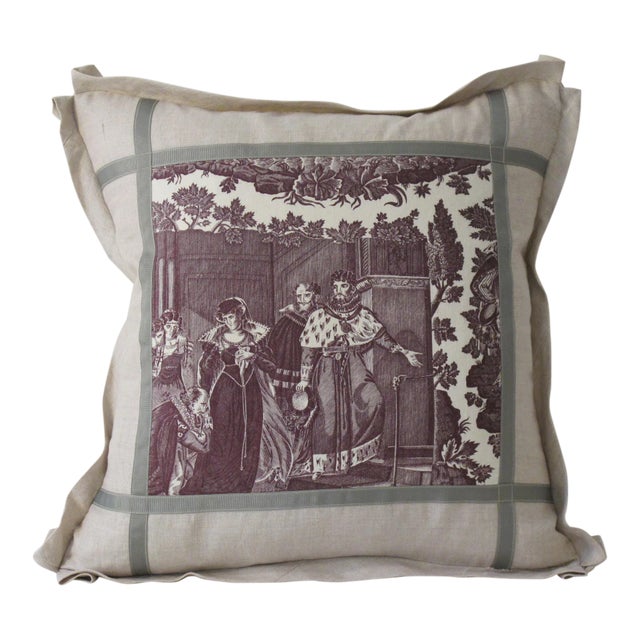 1880s French Toile Pillow For Sale