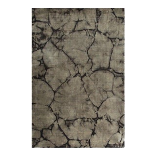 4x6 Gray Hand-Knotted Wool Organic Stone Texture Abstract Modern Carpet Rug For Sale