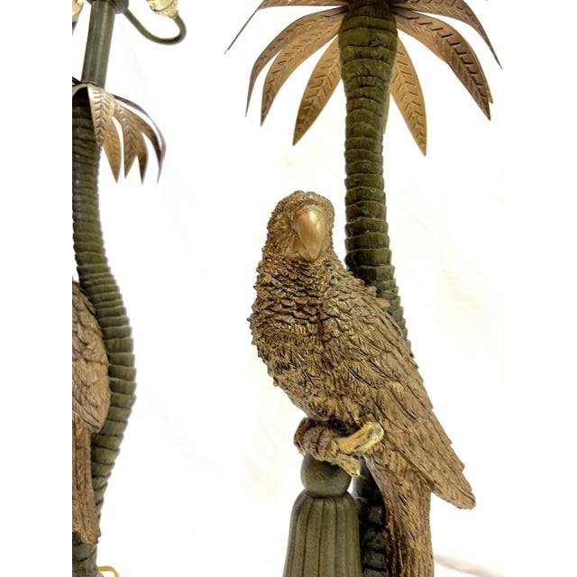 20th Century Palm Beach Chic Parrot and Palm Tree Lamps- A Pair For Sale - Image 18 of 18