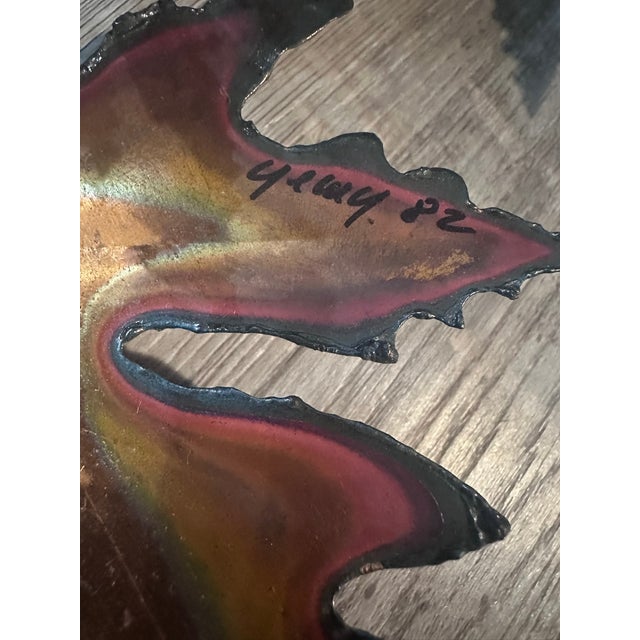 1982 Torch-Cut Metal Leaf Sculpture — 53” - Signed For Sale - Image 12 of 17