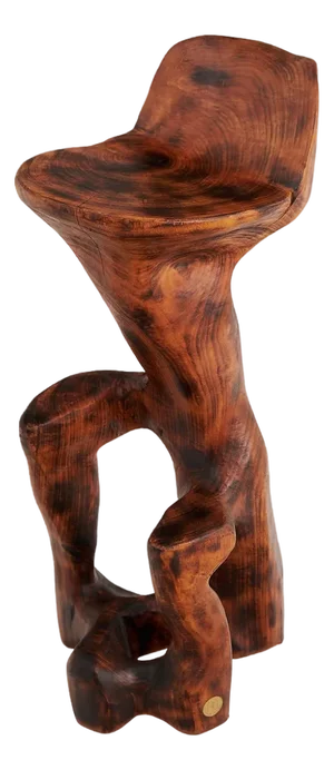 Makha Wood Sculptural Bar Chair by Logniture
