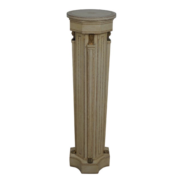 Maitland Smith Leather Wrapped French Empire Pedestal For Sale