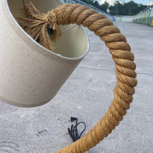Textile Coiled Rope Table Lamp, Manner of Audoux & Minet For Sale - Image 7 of 9