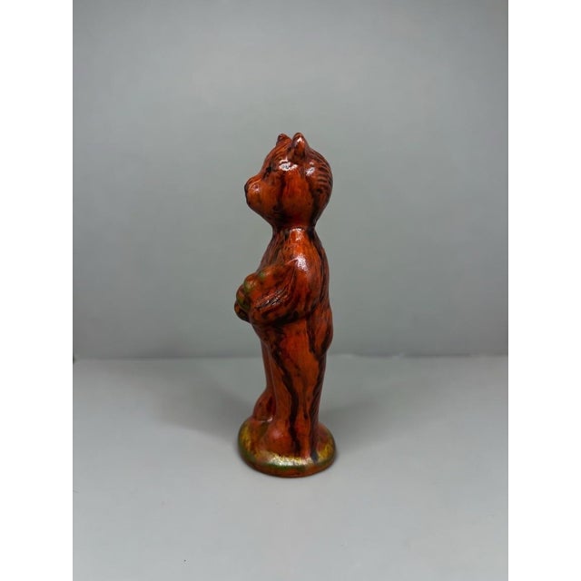 2020s Exclusive Artisan Chalkware Pennsylvania Redware Style Standing Bear With Tree Figurine by Felt So Devine For Sale - Image 5 of 6