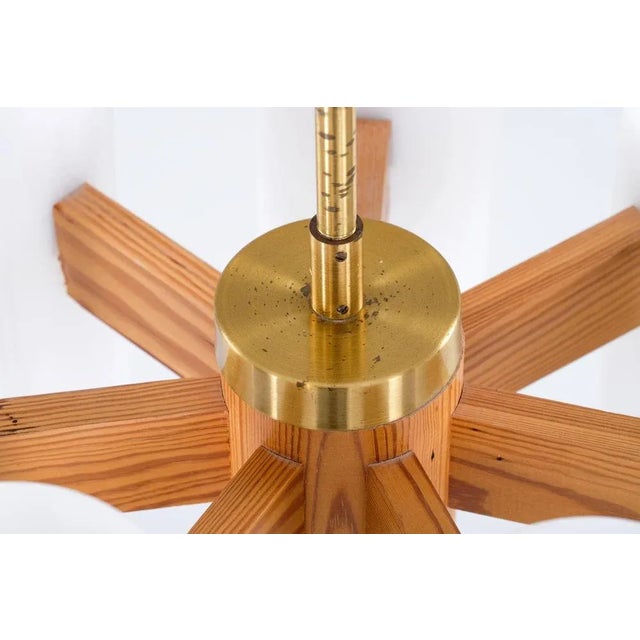 Gold Ceiling Light attributed to Uno & Östen Kristiansson for Luxus, Sweden, 1960s For Sale - Image 8 of 9