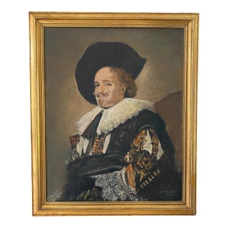 Antique Painting Inspired by the Original Dutch Masterpiece Laughing Cavalier For Sale