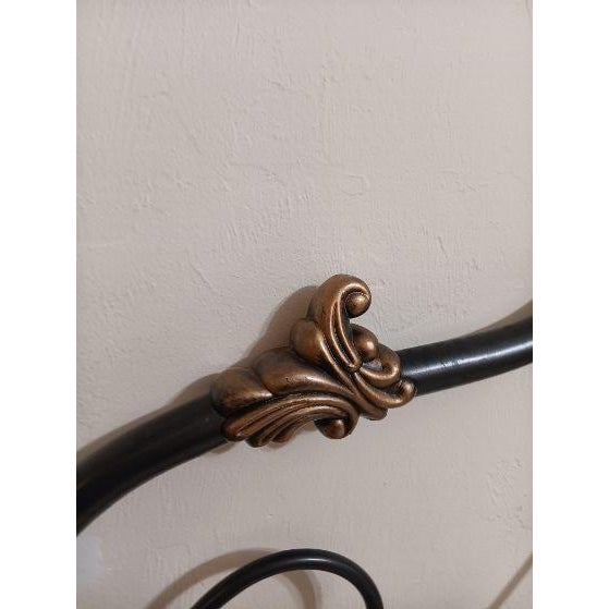 Metal King Size Metal Headboard Black and Copper Enameled Finish For Sale - Image 7 of 7