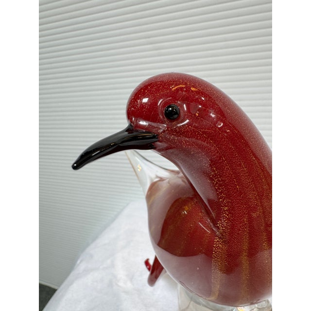 Hand Blown Vintage Red + Gold Murano Bird Figurines, Set of Two For Sale - Image 4 of 12