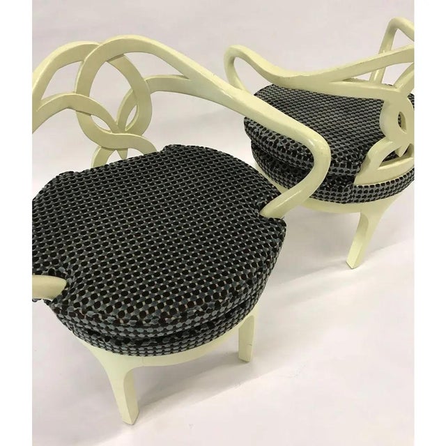 Grosfeld House 1950s Attributed Grosfeld House Swivel Slipper Chairs - A Pair For Sale - Image 4 of 8