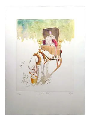 1987 "Central Park" Hand-Painted Figurative Etching by William Papas