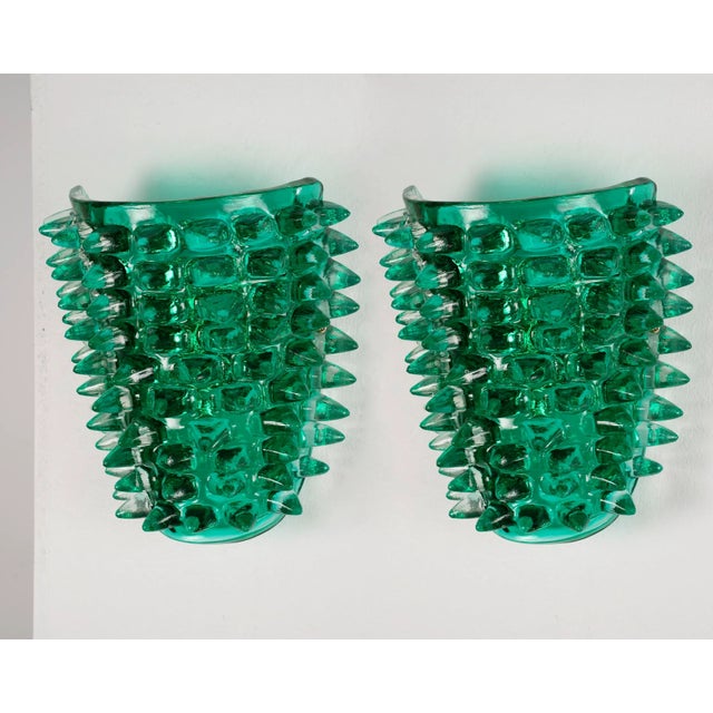 Beautiful large wall lamp with spikes, gold finish frame and thick and massive transparent murano glass. type: applique...