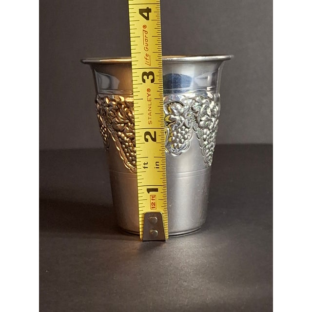This stunning vintage Israeli sterling silver Kiddush cup is crafted by the world-renowned silversmiths at Hazorfim. The...