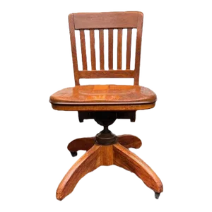 Early 20th Century Antique Office Chair on Wheels