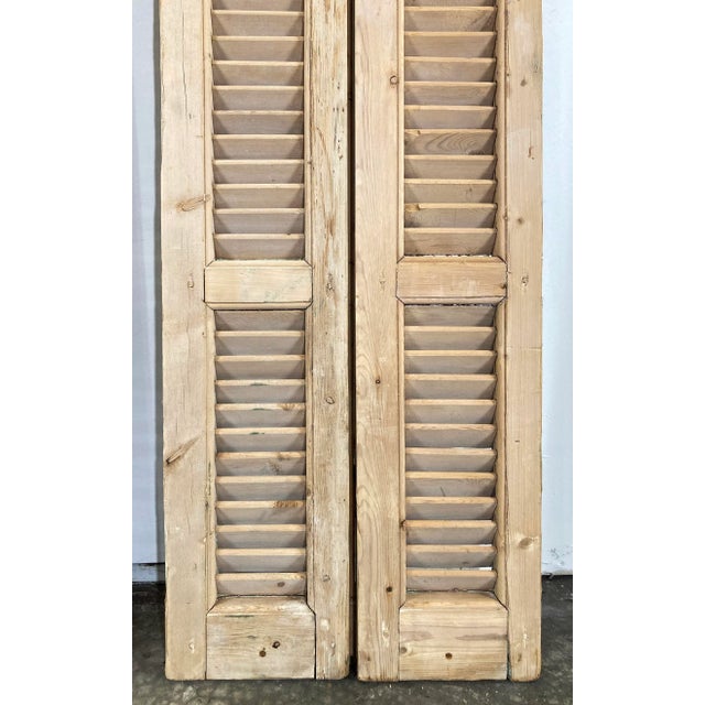Antique French Bleached Wood Shutters, a Pair For Sale In Kansas City - Image 6 of 7