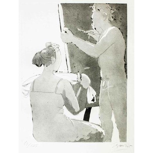 Etching on paper. Hand Signed and numbered. Edition of 125 prints. Published in the artwork series: "Giacomo Manzù:...