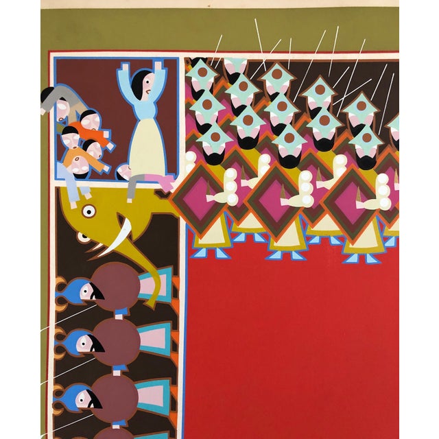 Late 20th Century David Sharir, Israeli Modern Hanukkah Lithograph Silkscreen David Sharir Holiday Serigraph Art, c.1980 For Sale - Image 5 of 9