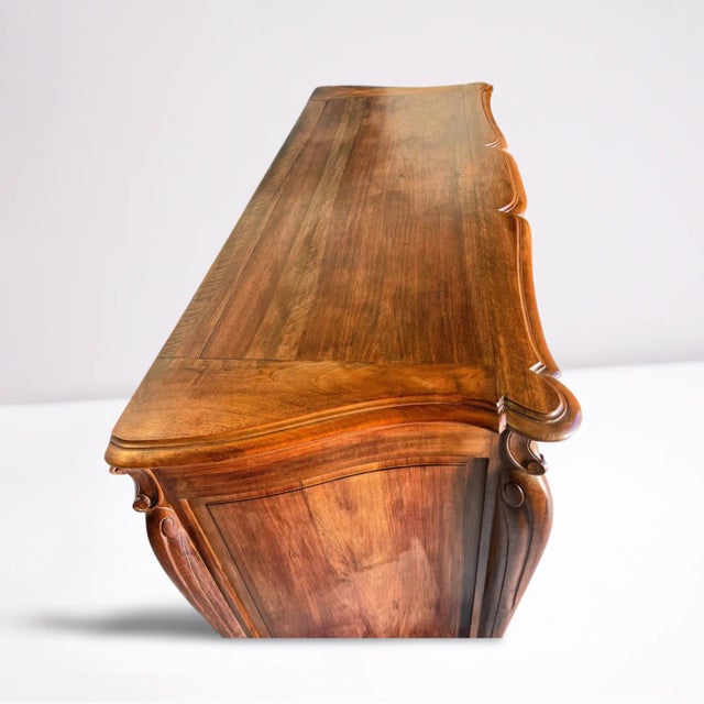 19th Century French Country server benchmade with walnut. Pictures do not do the patina of this piece justice. Two drawers...