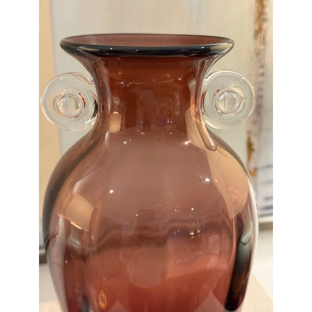 Mid 20th Century Vintage Art Glass Vase Purple 9.5" For Sale - Image 5 of 8