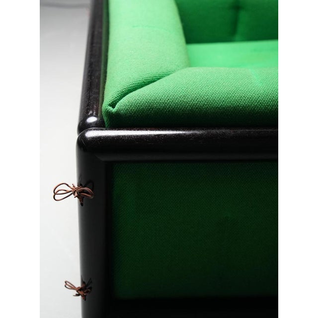 1950s Early Edition Cornaro Sofa in Iroko Wood and Fabric attributed to Carlo Scarpa for Gavina, Italy, 1950s For Sale - Image 5 of 14