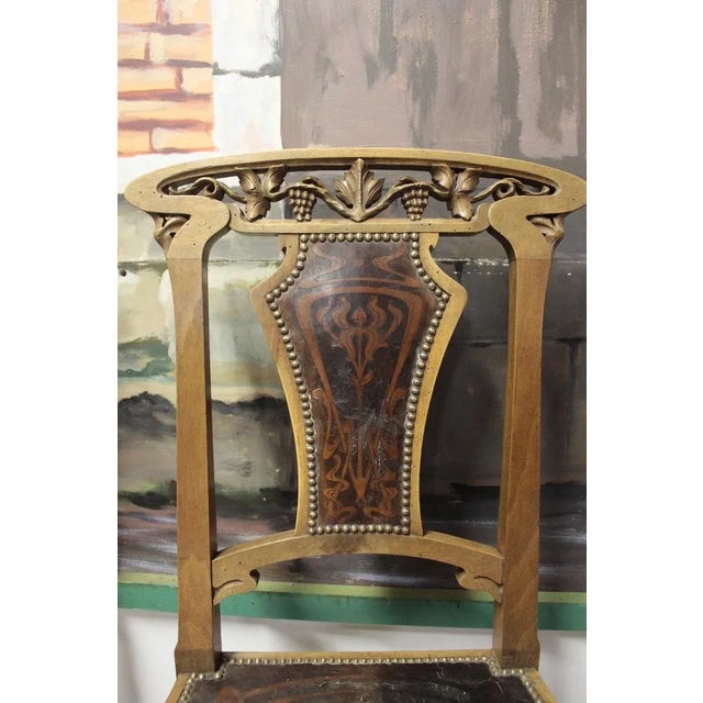 Antique Art Nouveau Walnut Dining Chairs, Set of 4 For Sale - Image 6 of 7