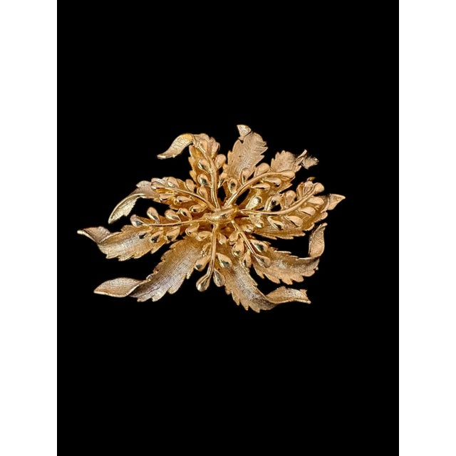Coro Vintage Gold Poinsettia Large Floral Brooch For Sale - Image 4 of 9