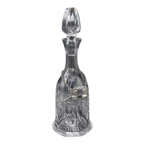 Vintage Port Decanter, English, Glass, Silver Label, Spirit Bottle, Mid Century