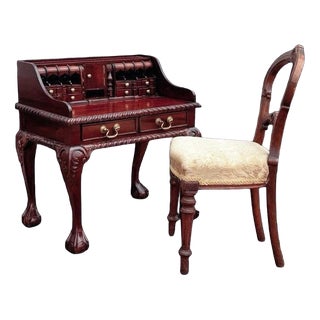 Small Salesman Sample Desk and Chair with Secret Drawers, Set of 2 For Sale