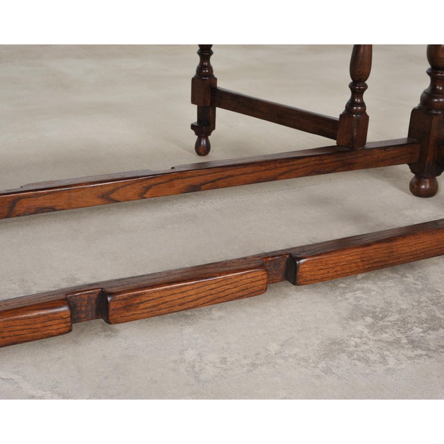English Georgian Style Oak Drop-Leaf Wake Dining Table 7.5 Ft For Sale - Image 14 of 18