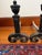 Virginia Metalcrafters Vintage Black Wrought Iron Andirons With Urn Finials, a Pair For Sale - Image 4 of 8