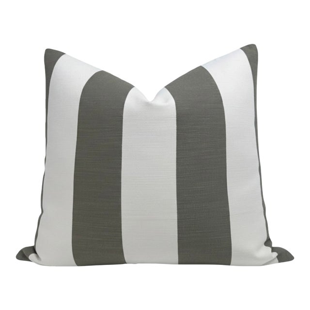 Perennials Go to Stripe Pillow Cover in Olive, 22x22 Pillow For Sale