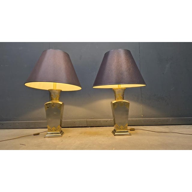 Vintage Pewter Table Lamps, 1970s, Set of 2 For Sale - Image 4 of 12