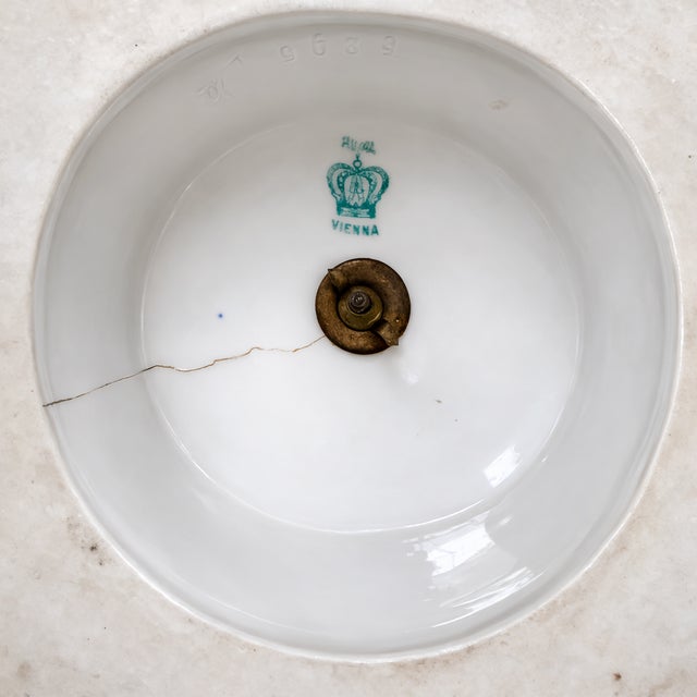 Pair of Antique Vienna Style Cobalt Blue & Gilt Porcelain Pedestal Urns, Circa 1900 For Sale - Image 13 of 13