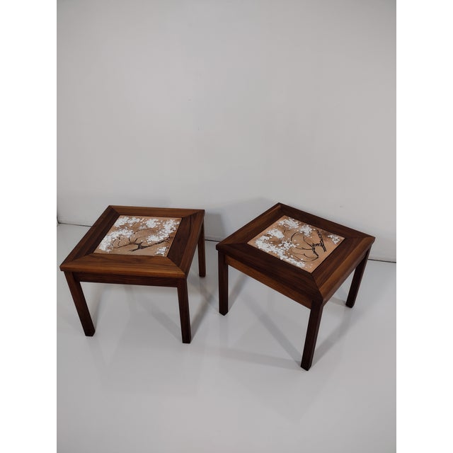 1970s Tile Top Walnut End Tables - a Pair For Sale - Image 13 of 13