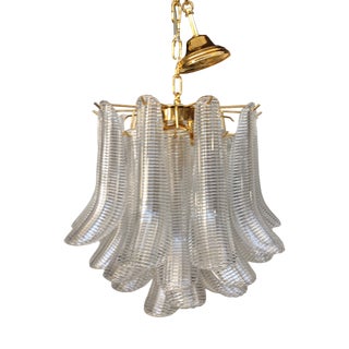 Clear Selle Murano Glass and Gold 24k Chandelier by Simoeng For Sale