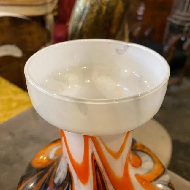 Mid-Century Modern 1970s Mid-Century Modern Orange and Gray Opaline Glass Italian Vase For Sale - Image 3 of 11