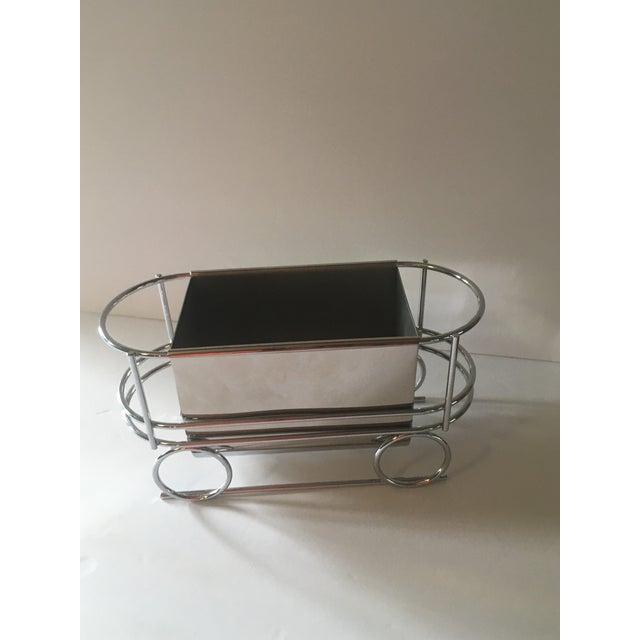 Mid-Century Modern 1970s Art Deco Style Chrome Caboose Wine Bottle Trolly For Sale - Image 3 of 11