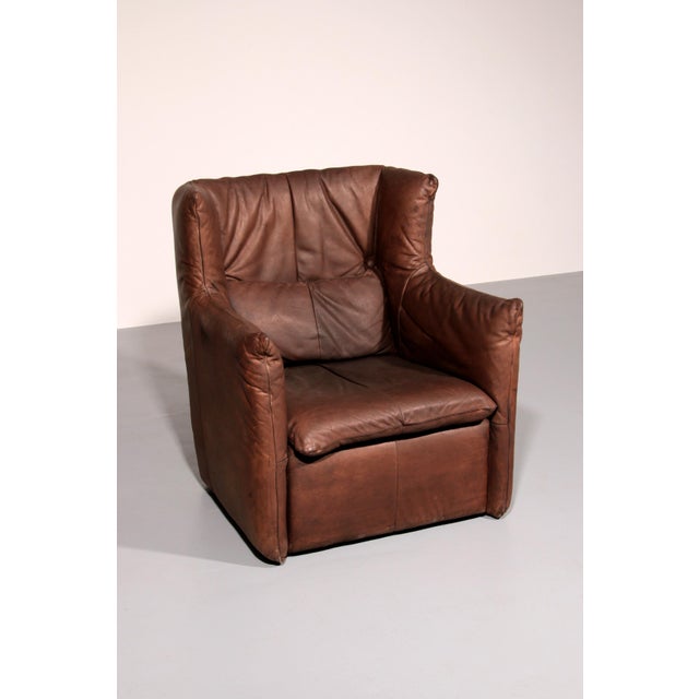Modern Patinated Leather Chair by Gerard Van Den Berg for Montis, Netherlands, 1970s For Sale - Image 3 of 13