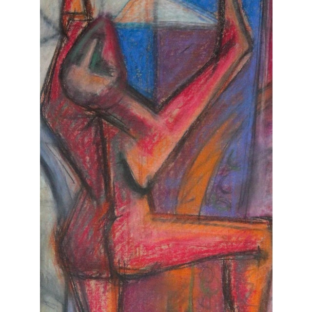 This 1960s pastel on paper abstracted figure is by Viennese/ Southern California artist Dave Fox (1920-2011). Fox received...