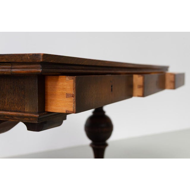 Wood Antique Danish Oak Writing Desk, 1900s For Sale - Image 7 of 18